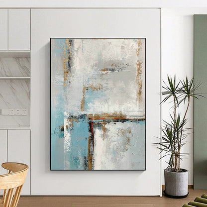 Blue, White & Gold Abstract Art for Home Living Room & Art Homestay DLZ0567