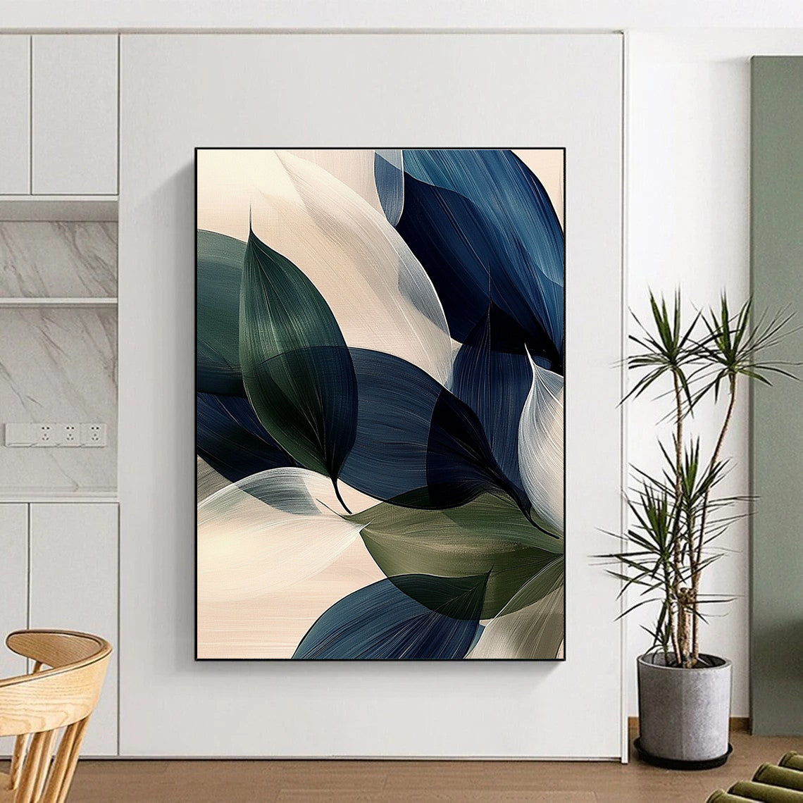 Nature - Inspired Blue - Green Leaves Art for Sunroom & Living Room STSC685