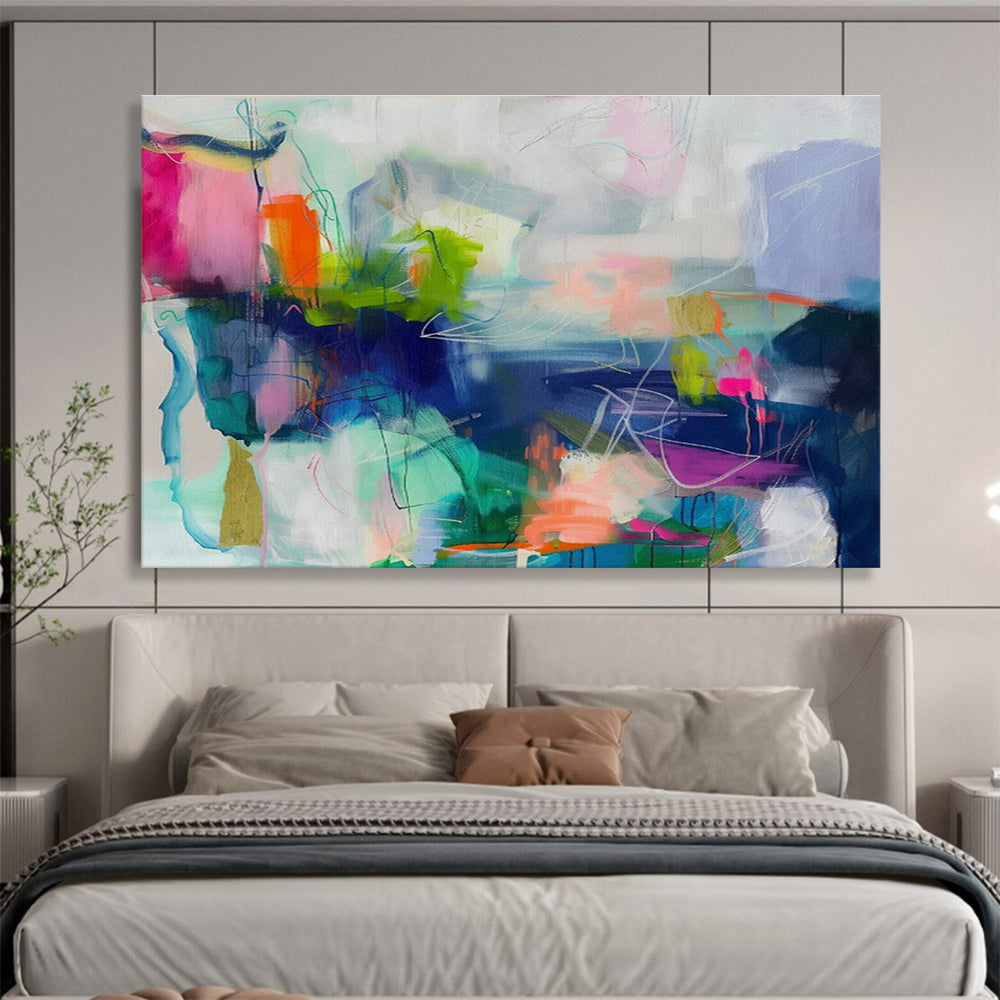 Vibrant Abstract Composition Art for Modern Office Breakroom DLZ2858