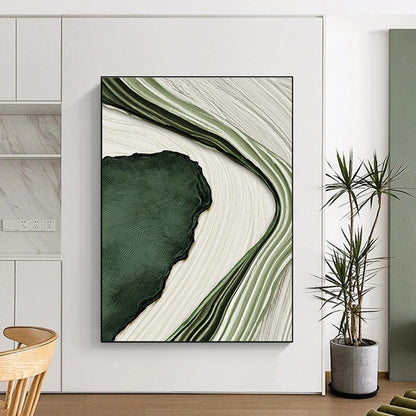 Green and White Flow Art for Nature - Inspired Lounge & Eco - Friendly Office DLZ2173