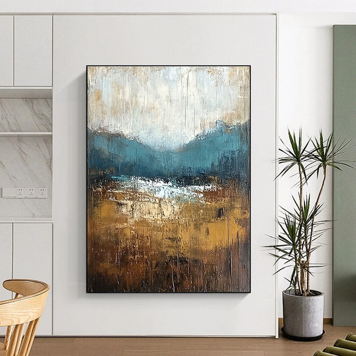 Textured Mountain Landscape Art for Rustic Cabin & Art Gallery Corner STSC093