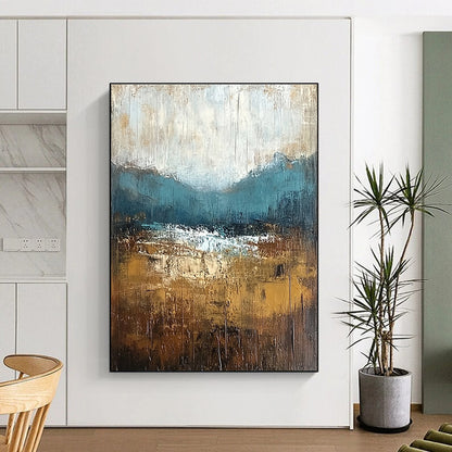 Textured Mountain Landscape Art for Rustic Cabin & Art Gallery Corner STSC093