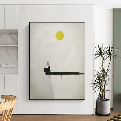 Moonlit Fishing Serenity Art for Coastal Bedroom & Zen Meditation Space DLZ2262