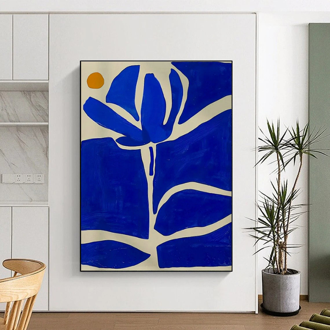 Blue Flower Abstract Art for Bohemian Garden House & Artisan Shop DLZ1759