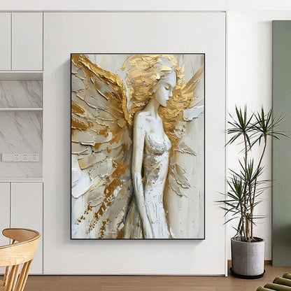 Angel with Golden Wings Art for Spiritual Home Altar & Luxury Spa Retreat DLZ1552