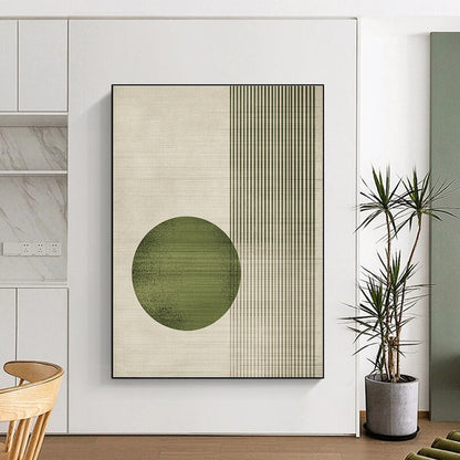 Green Circle and Stripes Art for Japanese - Inspired Home Decor & Nature - Themed Yoga Studio STSC1328