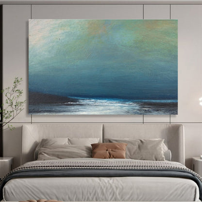 Serene Sea View Oil Painting for Minimalist Coastal Bathrooms DLZ2491