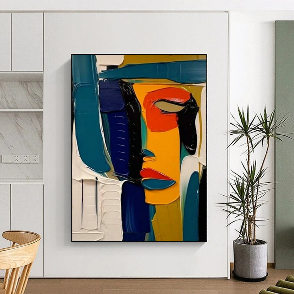 Colorful Abstract Face Art for Modern Art Café & Bohemian - Style Hair Salon DLZ1537