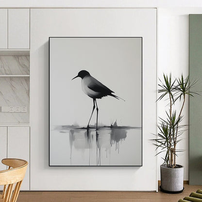 Ink Wash Bird for Zen Garden - Themed Home Office & Traditional Asian Art Gallery STSC911