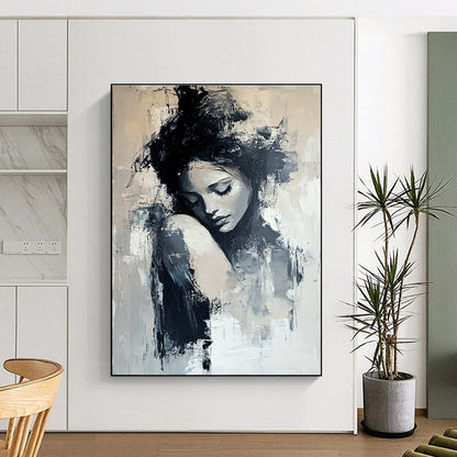 Monochrome Female Figure for Thoughtful Library & Feminine Home Office STSC297