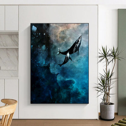 Whales in Deep Sea Dreamscape Art for Nautical - Themed Bedroom & Ocean - Loving Lounge DLZ0940