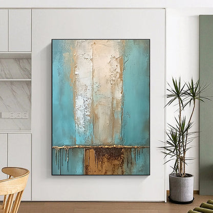 Teal and Gold Textured Abstract for Luxury Hotel Lobby & Art Deco - Themed Space STSC602