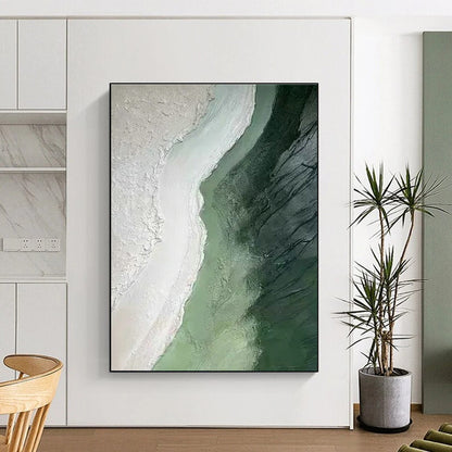 Green - White Abstract Landscape Art for Eco - Friendly Hotel & Art - Loving Retreat DLZ1835