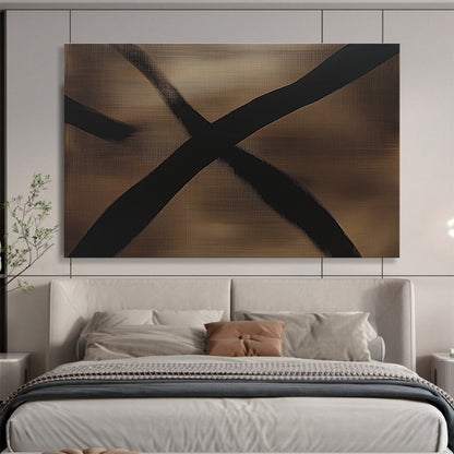 Brown and Black X - Shaped Art for Masculine Study & Industrial - Style Loft SC349
