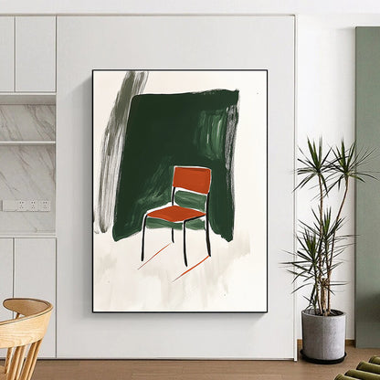 Red Chair and Green Background Art for Eclectic Home Office & Art - Themed Café Corner STSC1336
