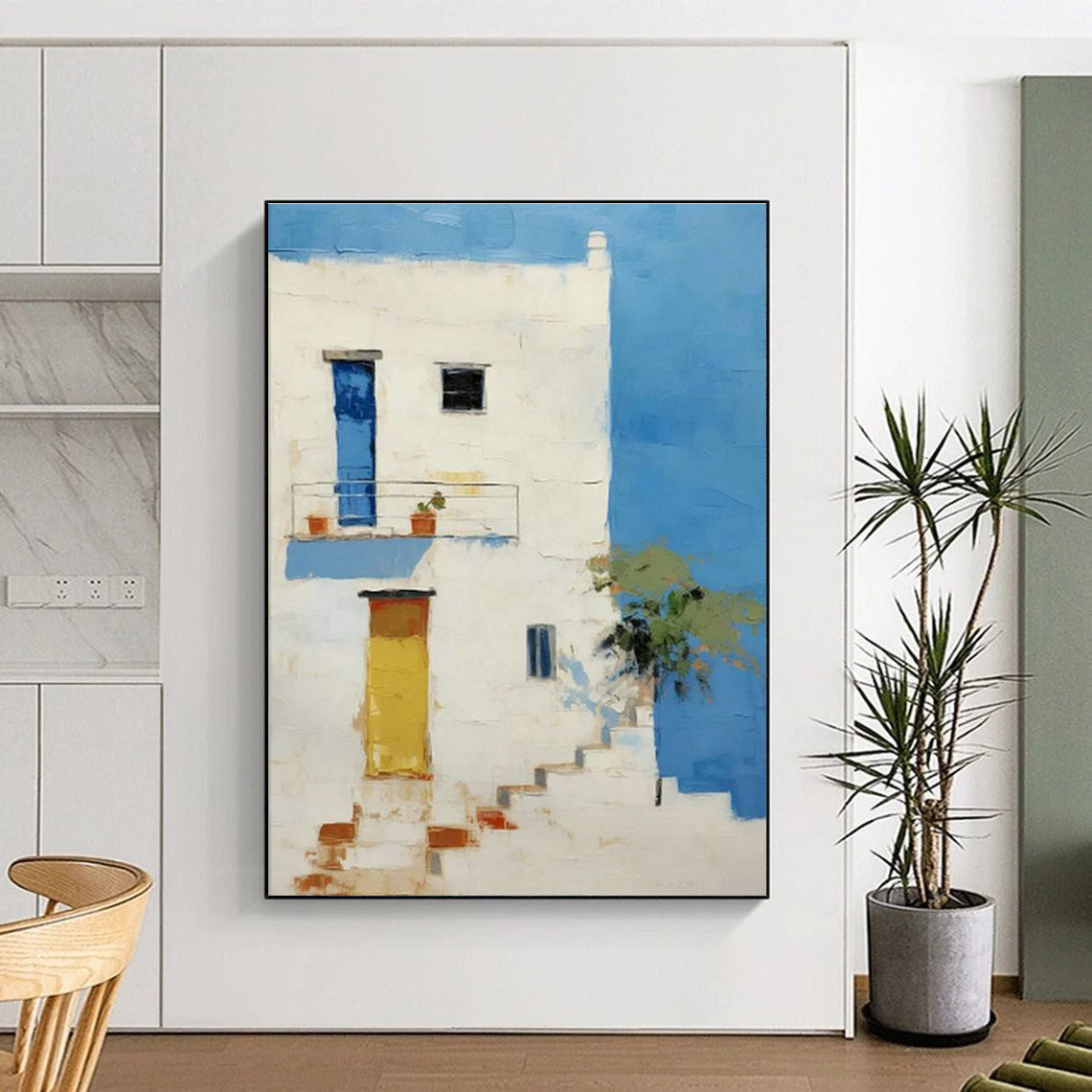 White House & Blue Wall Art for Coastal Home Living Rooms DLZ0114