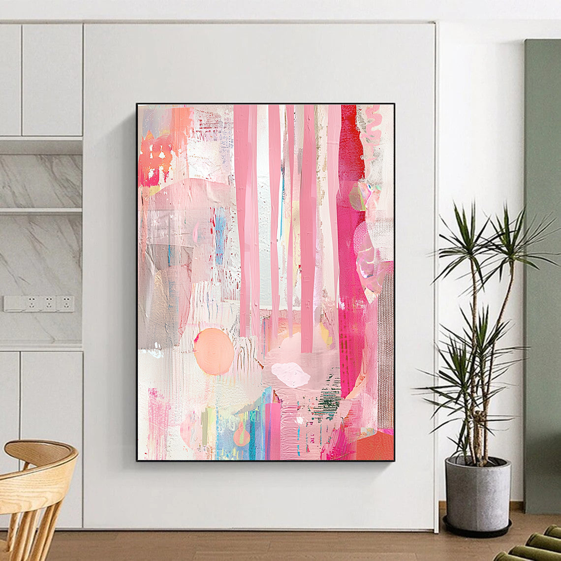 Pink Abstract Collage for Bohemian Bedroom & Creative Studio STSC1232