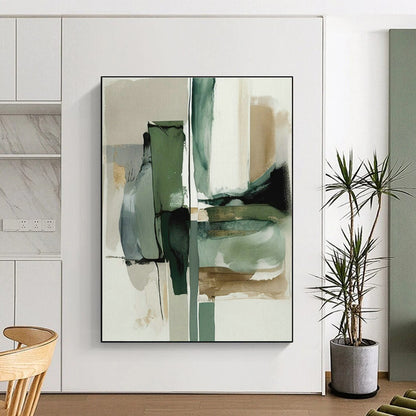 Calming Green - Gray Abstract Art for Wellness Spa & Scandinavian Bedroom DLZ1638