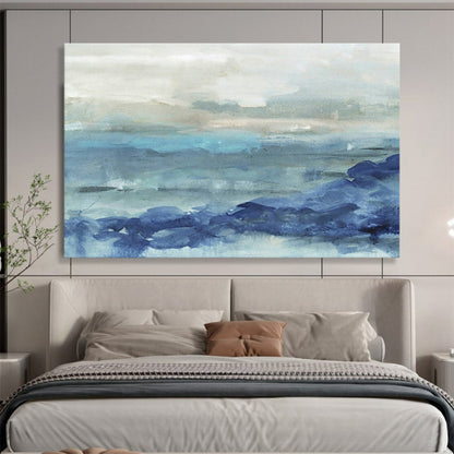 Blue - Tone Seaside Abstract Art for Relaxing Bathroom DLZ2798