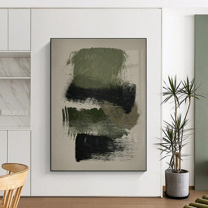 Green & Black Textured Abstract Art for Minimalist Study & Industrial - Chic Loft DLZ1365