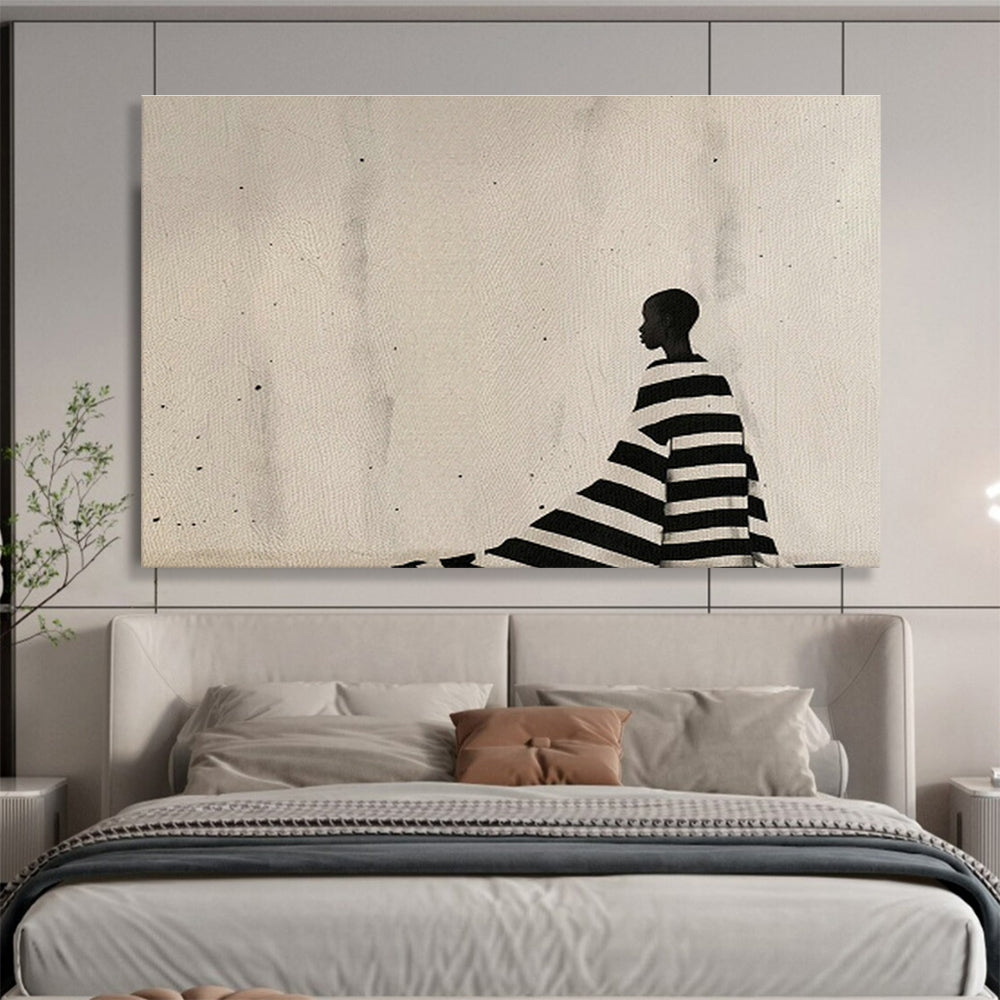 Black - and - White Stripe Silhouette Art for Minimalist Gallery Exhibition Spaces DLZ2612