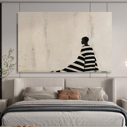 Black - and - White Stripe Silhouette Art for Minimalist Gallery Exhibition Spaces DLZ2612