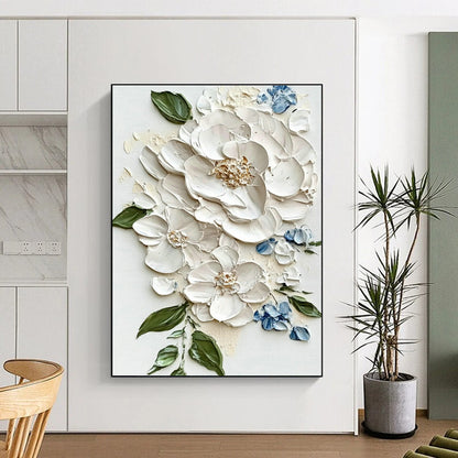 White and Blue Flower Art for Shabby - Chic Nursery & Afternoon Tea Salon DLZ1395