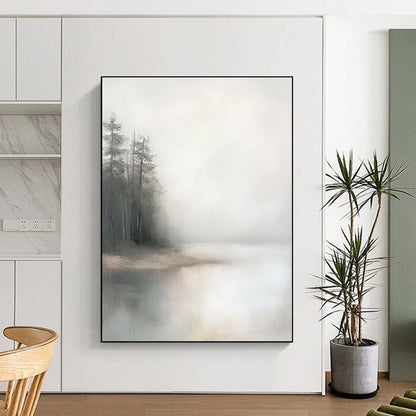 Foggy Forest Lake Art for Yoga Studio & Bedroom STSC089
