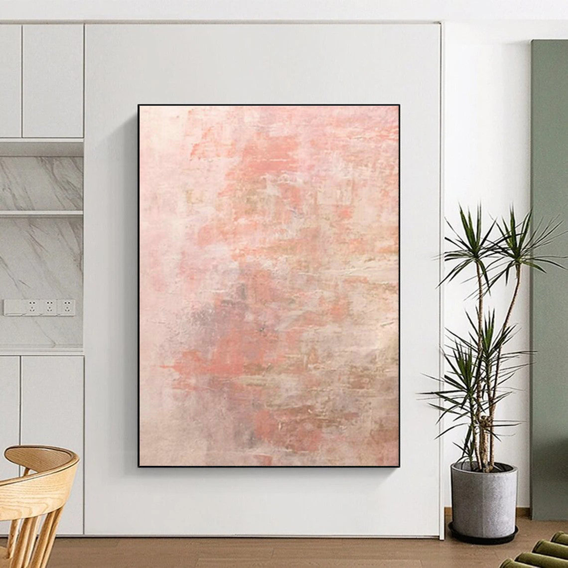 Pink - Gray Abstract Art for Feminine - Themed Bridal Suite Bedrooms DLZ0015