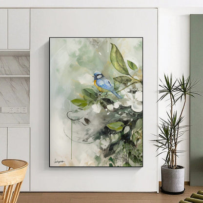 Bird and Flower Watercolor Art for Garden - Themed Café & Home Conservatory DLZ1092
