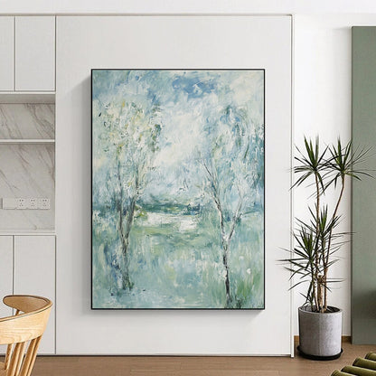 Light Blue and Green Abstract Landscape for Coastal Cottage & Relaxing Spa STSC352