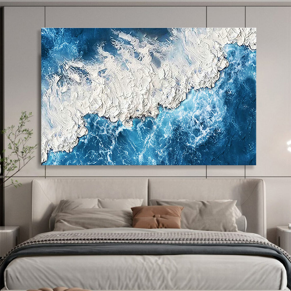 Blue - White Coastal Oil Painting for Nautical - Themed Yacht Club Lounges DLZ3169