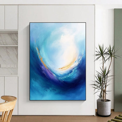 Elegant Blue - Gold Swirl Art for Dining Room & Hotel Lobby STSC042