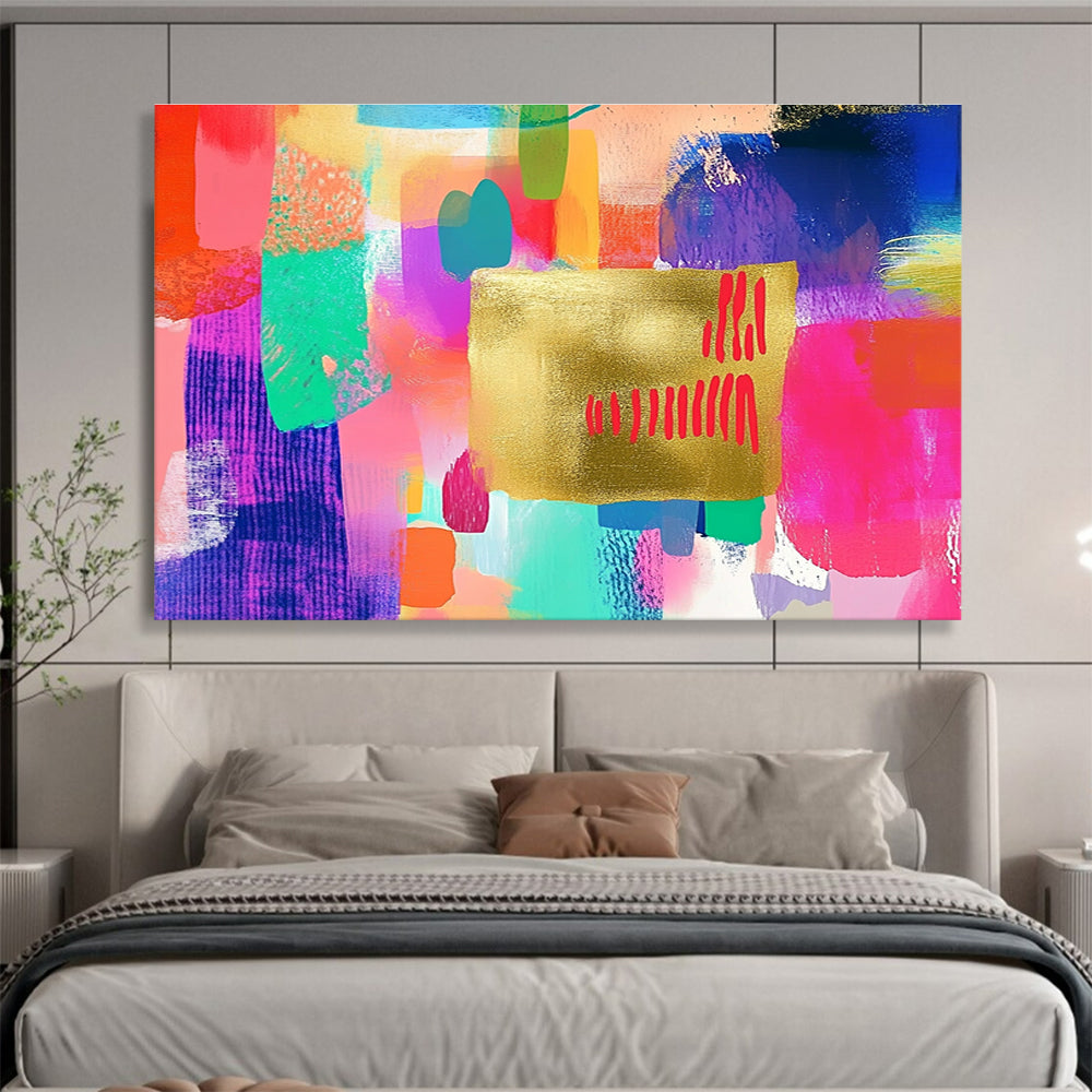 Colorful Abstract with Gold Art for Bohemian - Style Studio & Vibrant Art Café SC297