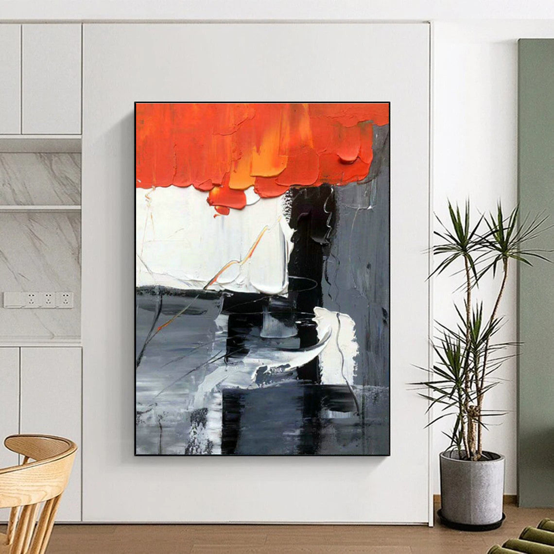 Red - Black - White Abstract Art for Corporate Boardroom & Modern Art Museum DLZ1065