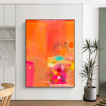 Vibrant Orange Collage Art for Fashion Retail Store & Summer Beach House DLZ0641
