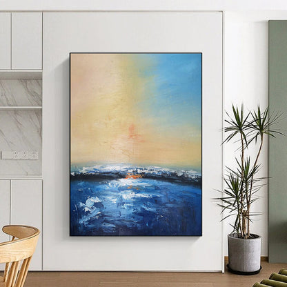 Soft - Toned Seaside Oil Painting for Coastal Bedroom & Relaxation Lounge DLZ1331