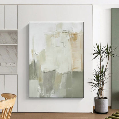 Beige - Gray Abstract Blocks Art for Neutral - Toned Café & Minimalist Study DLZ0713