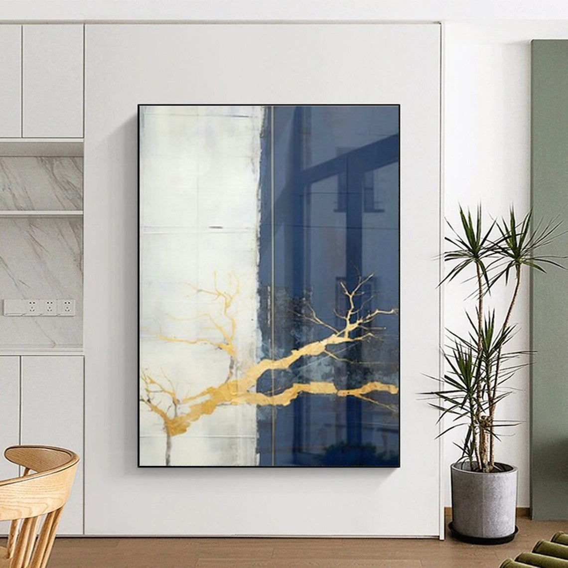 Gold - Branch Glass Abstract Art for Luxury Spa & Nature - Themed Art Gallery DLZ1948