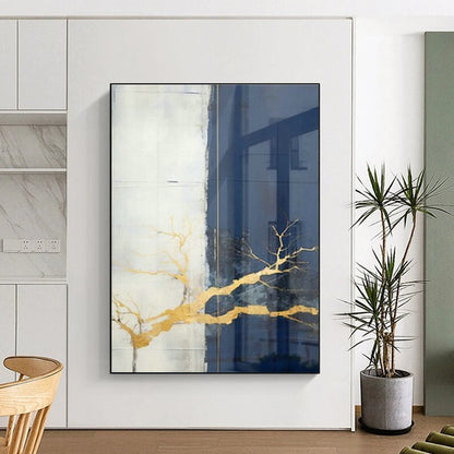 Gold - Branch Glass Abstract Art for Luxury Spa & Nature - Themed Art Gallery DLZ1948