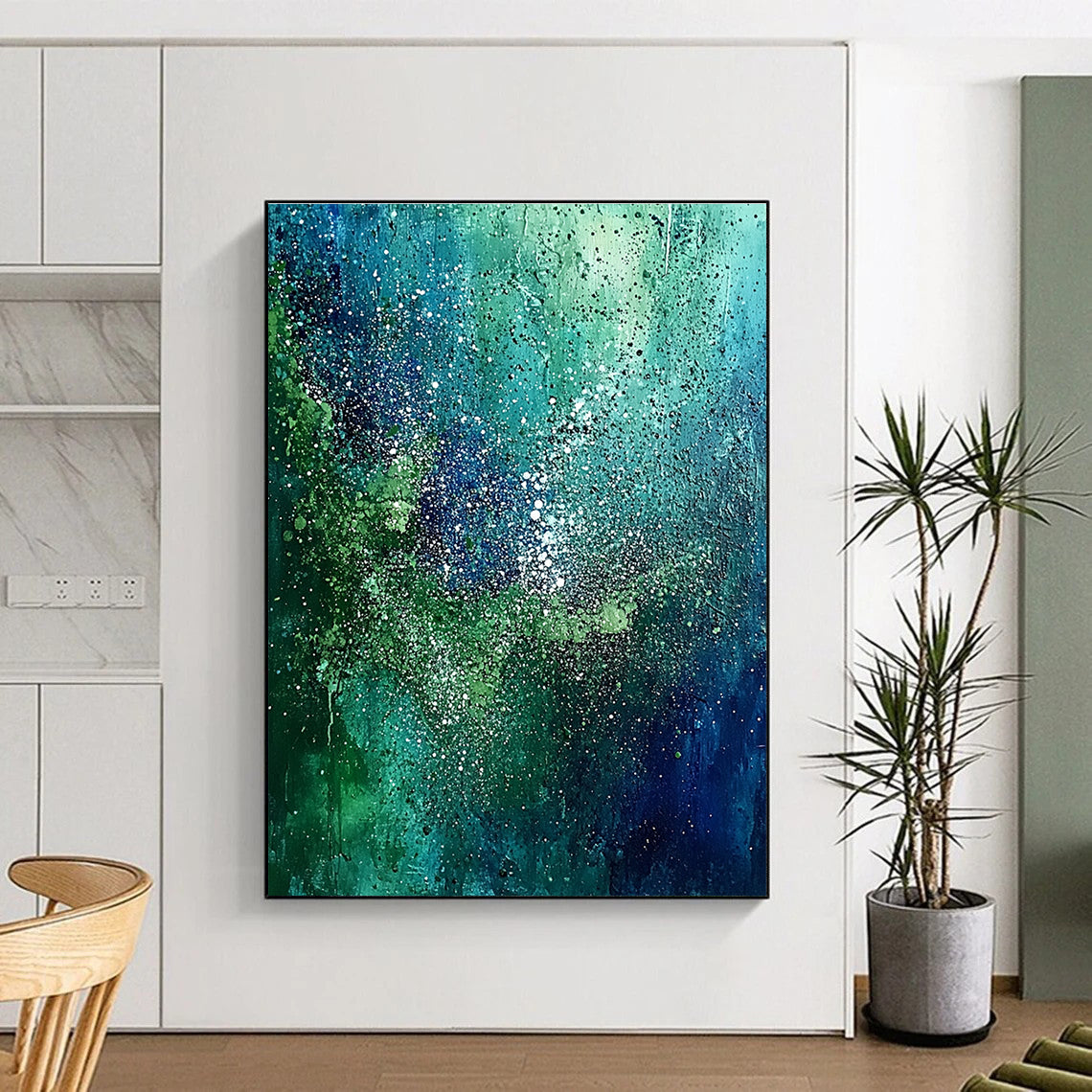 Artistic Blue - Green Splatter Art for Art Studio & Rooftop Bar STSC066