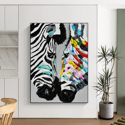 Colorful Zebra Duo Art for Playful Kids' Room & Eclectic Café DLZ2245