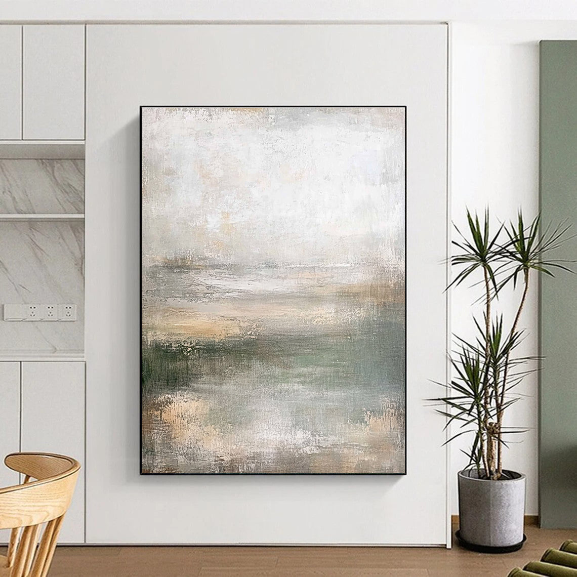 Light - Toned Abstract Landscape for Coastal Home Living Room & Art - Loving Sunroom STSC219