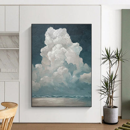 Cloudy Sea View Art for Nautical Home Living Room & Coastal Art Gallery DLZ2159