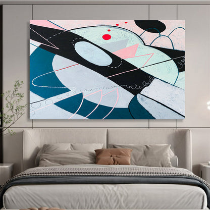 Pink - Blue Geometric Abstract for Chic Bedroom DLZ2933