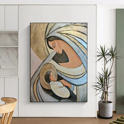 Madonna and Child Abstract Art for Religious Home Chapel & Art - Inspired Living Room DLZ2110