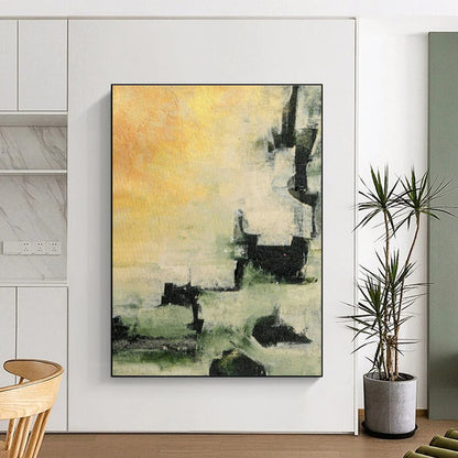 Yellow - Green - Black Abstract Art for Modern Farmhouse Kitchen Dining Areas DLZ0040