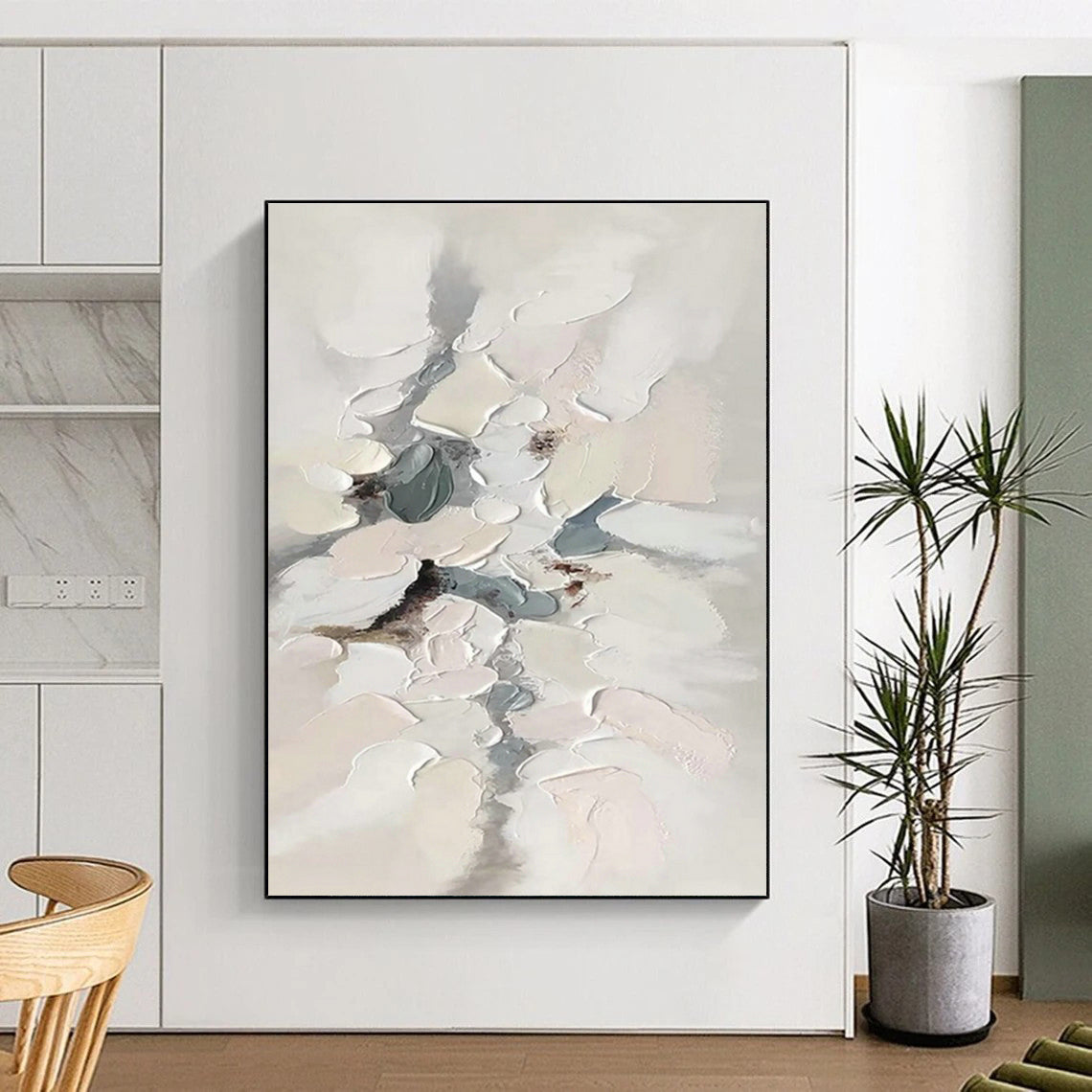 Gray - White Textured Abstract Art for Scandinavian Bedroom & Art Gallery DLZ1181