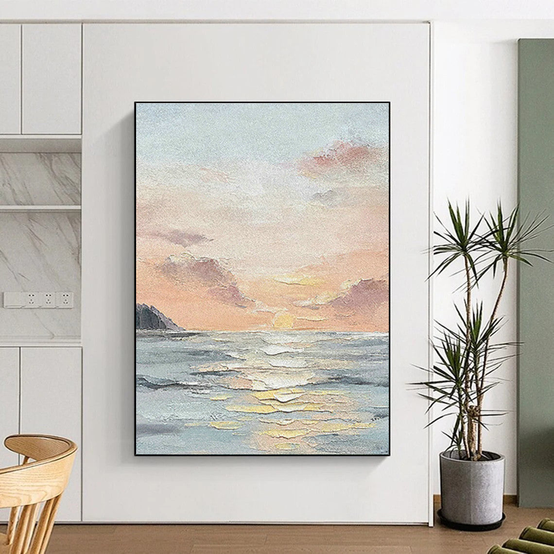 Seascape Sunset Oil Painting for Beachfront Restaurant & Home Living Room DLZ1151