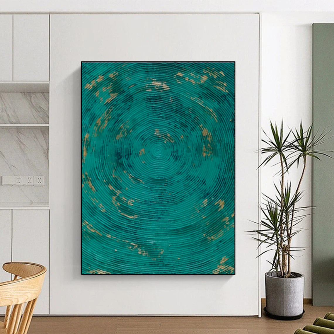 Teal - Gold Textured Art for Beachfront Resort Spa & Boho - Chic Living Room DLZ1794